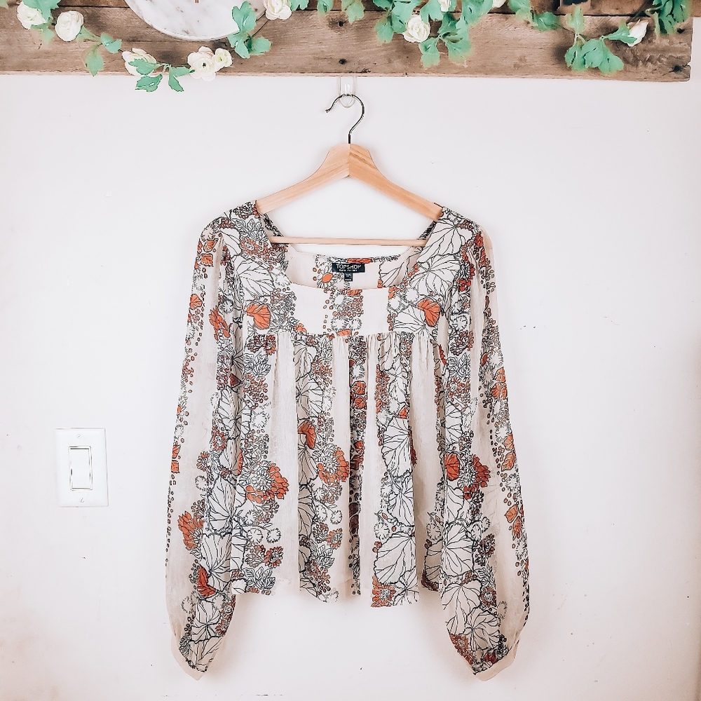 TOPSHOP long sleeves blouse square neck size 2